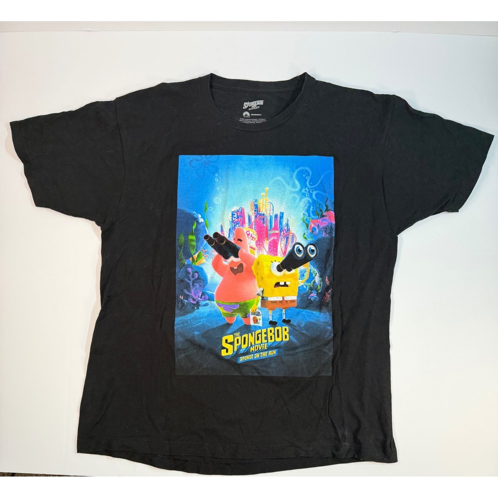SpongeBob Movie Sponge on the Run Black Graphic T-Shirt XL 2020 Double Sided